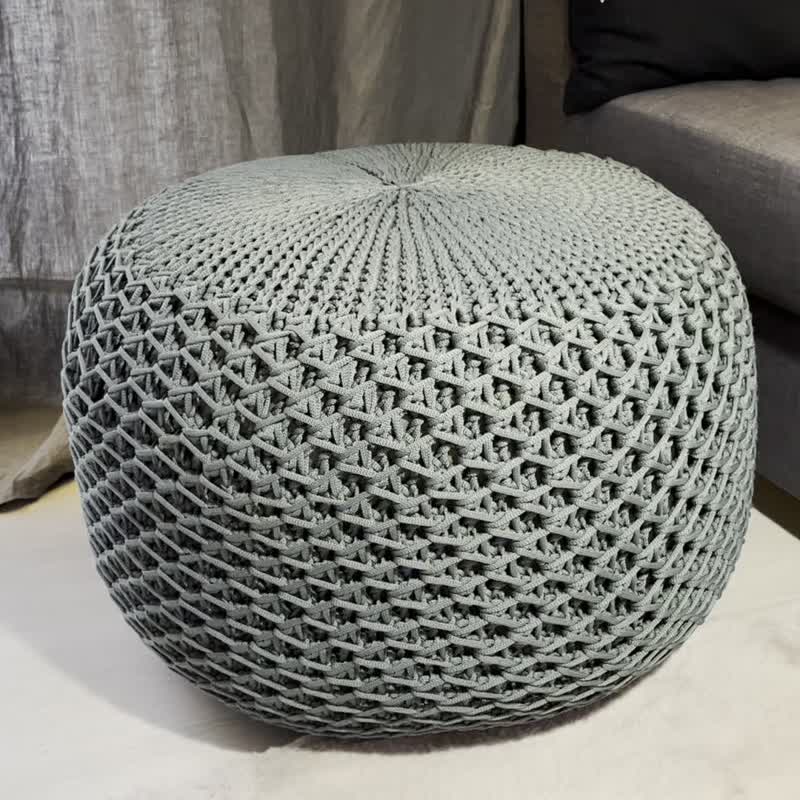 Pouf Chair, Knit pouf footstool, Pouf Ottoman, Round floor pillow, Ottoman - 其他家具 - 防水材質 