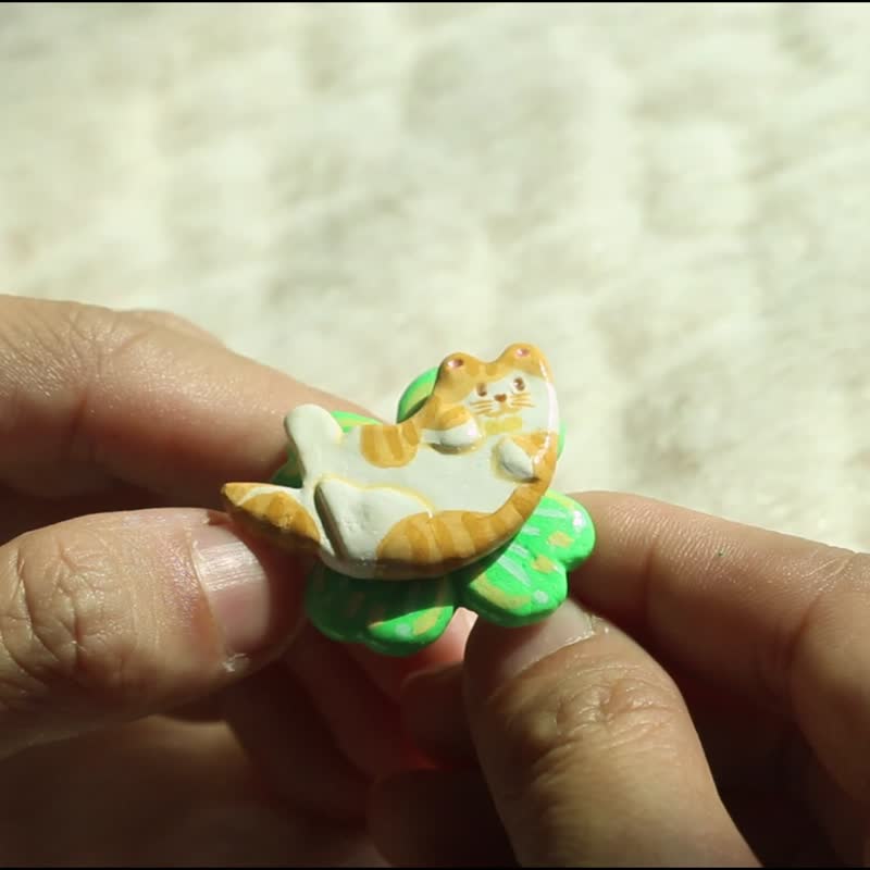 Handmade Ginger Cat Spinner Ring - แหวนทั่วไป - ดินเหนียว 