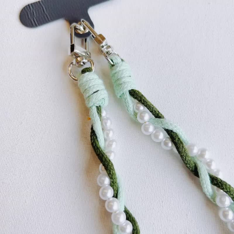 Forest pearl woven mobile phone strap mobile phone lanyard mobile phone case anti- - Phone Accessories - Cotton & Hemp Green