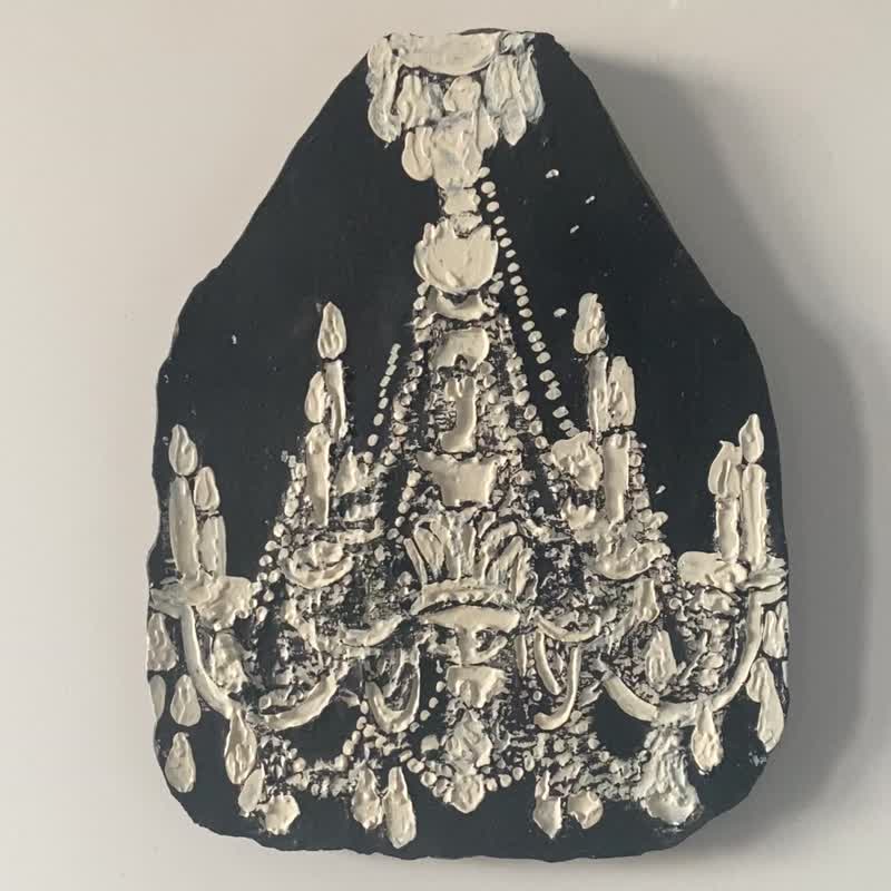 Chandelier Original gypsum bas-relief Wall hanging Wall decor  Candelabrum decor - ตกแต่งผนัง - วัสดุอื่นๆ สีดำ