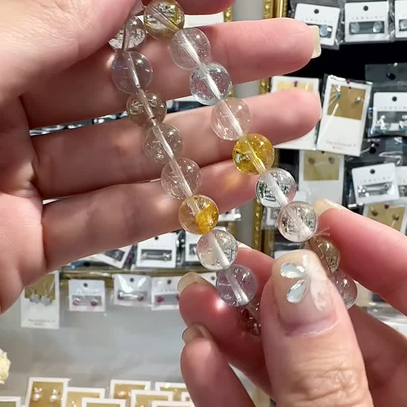 精品自用冰彩托帕石水晶手珠9.5mm33.77g增強表達能力說服力 - 手鍊/手環 - 水晶 多色