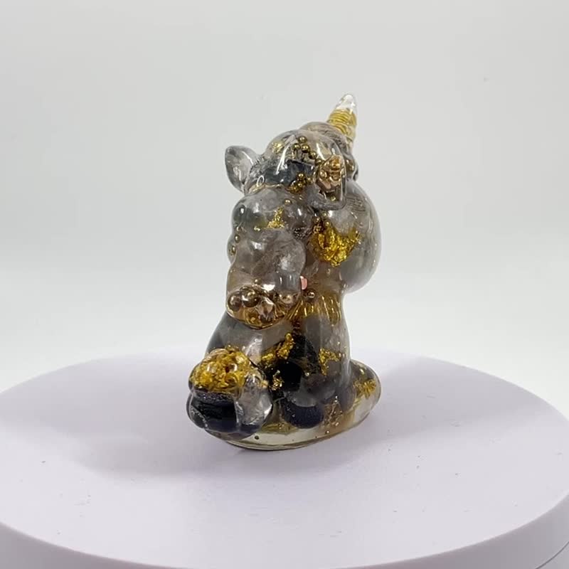 開運小物 Orgonite 奧剛能量獨角獸-黑髮晶、灰銀鈦、黑曜石款(大 - 擺飾/家飾品 - 半寶石 白色