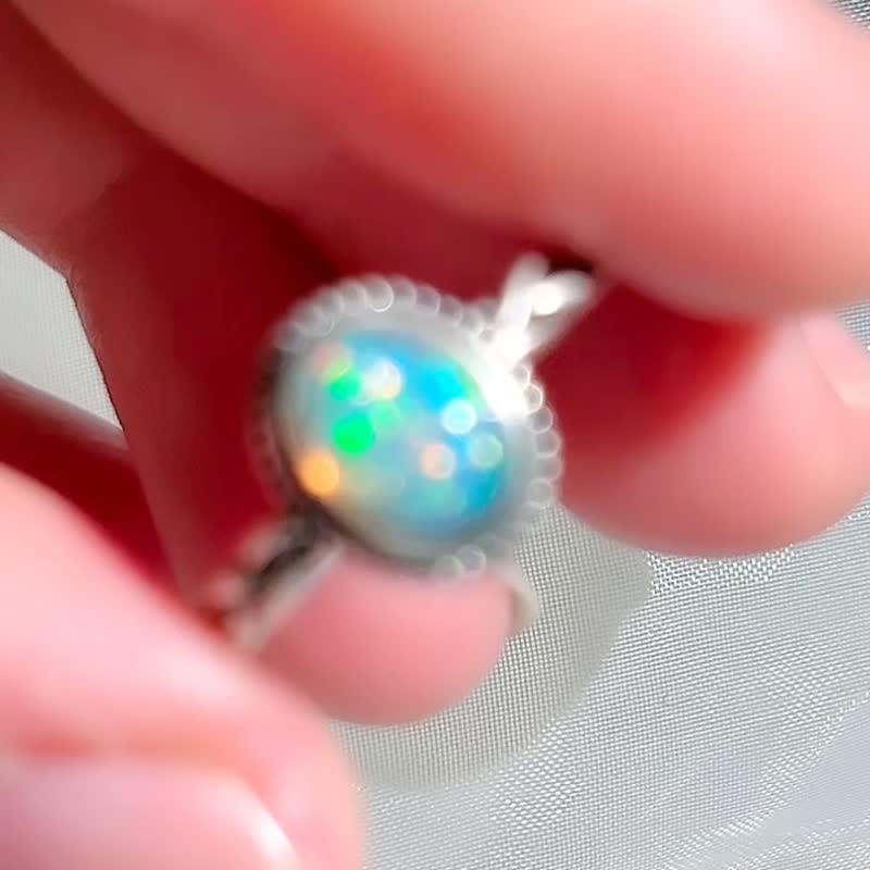 Fine Twist Flower Star White Opal Ring/Opal/925 Sterling Silver/Opal - General Rings - Gemstone Green