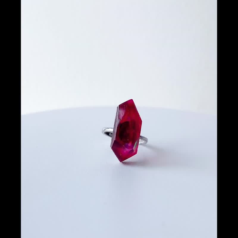 Frames ring /crystals/ Alice in wonderland_red 7-a/silver925戒指 日本戒指 - 戒指 - 純銀 紅色