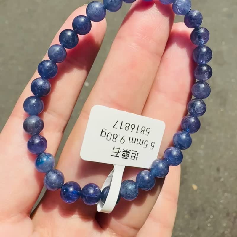 小精品濃色藍紫坦桑石丹泉石水5.5mm9.80g提升專注力正能量旺人緣 - 手鍊/手環 - 水晶 藍色