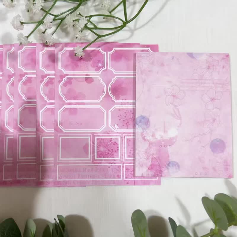 Soojinia-Cherry Blossom Theme Label Sticker & Memo Pad - 貼紙 - 紙 