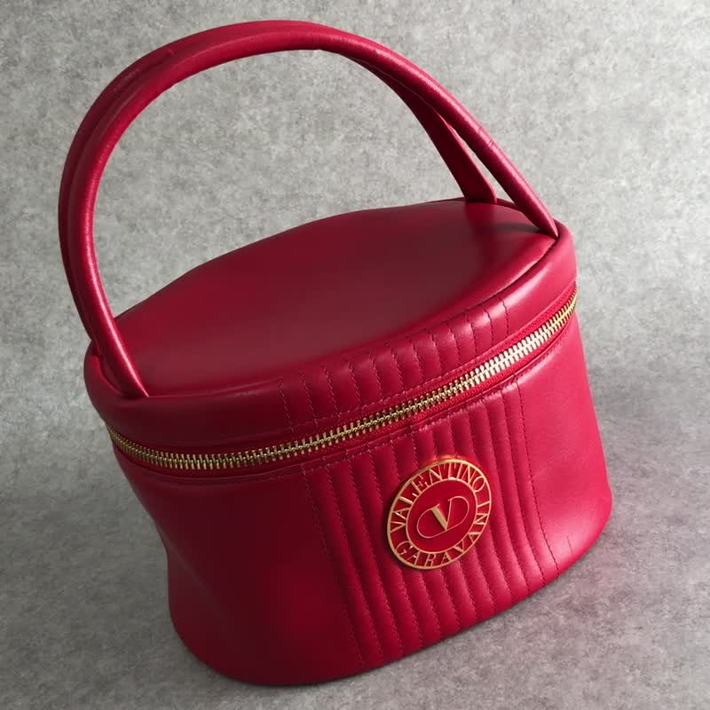 【 日本直送　名牌中古包 】VALENTINO GARAVANI ハンドバッグ レッド メダル レザー バニティバッグ vintage オールド n8rmd6 - 手提包/手提袋 - 真皮 紅色