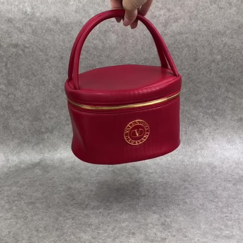 【 日本直送　名牌中古包 】VALENTINO GARAVANI ハンドバッグ レッド メダル レザー バニティバッグ vintage オールド n8rmd6 - 手提包/手提袋 - 真皮 紅色