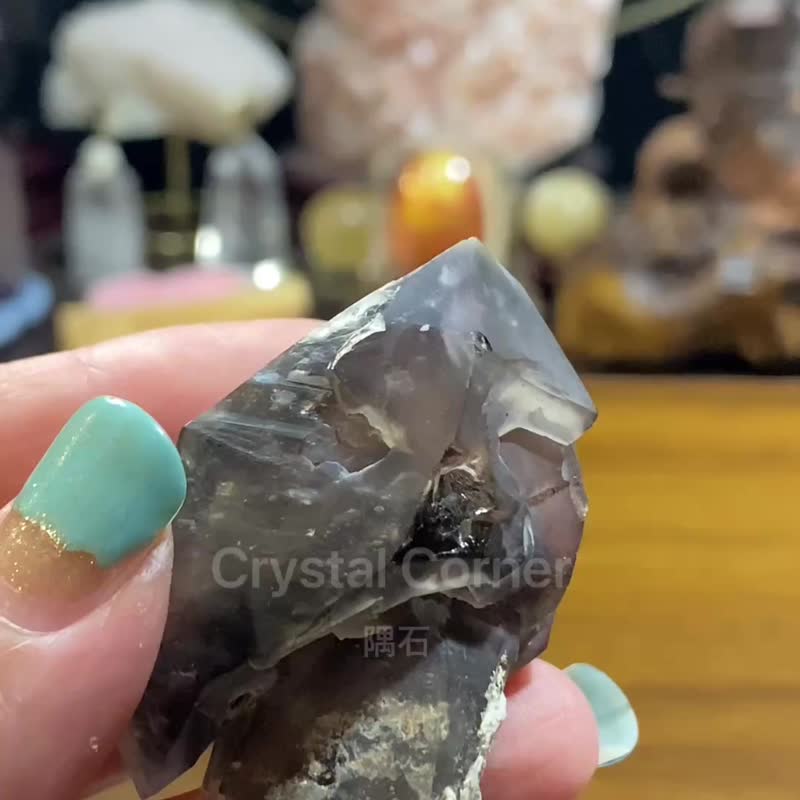 12 納米比亞煙紫晶白泥權杖骸骨水晶共生綠幽靈 - 擺飾/家飾品 - 水晶 