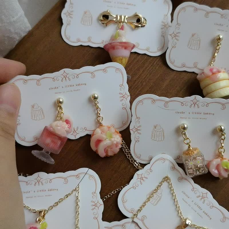 Circle Personalized Creative Peach Buffy Handmade Earrings Sweet Pink Girl Fairy - Earrings & Clip-ons - Clay Pink