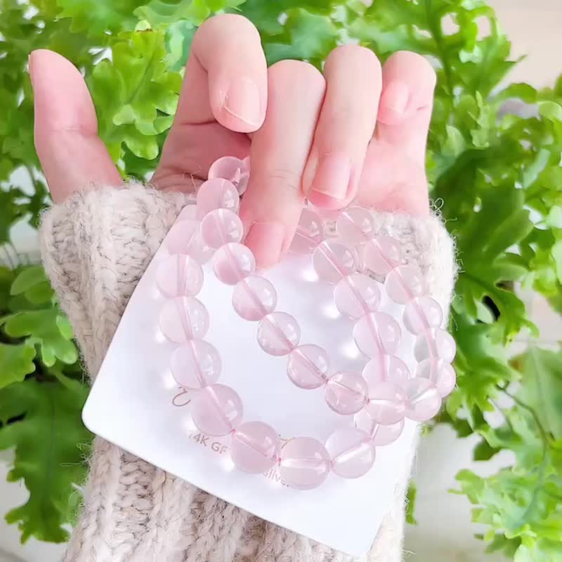 泡泡糖粉晶 天然莫粉六芒星全透晶體 咕溜手串 - 手鍊/手環 - 水晶 粉紅色