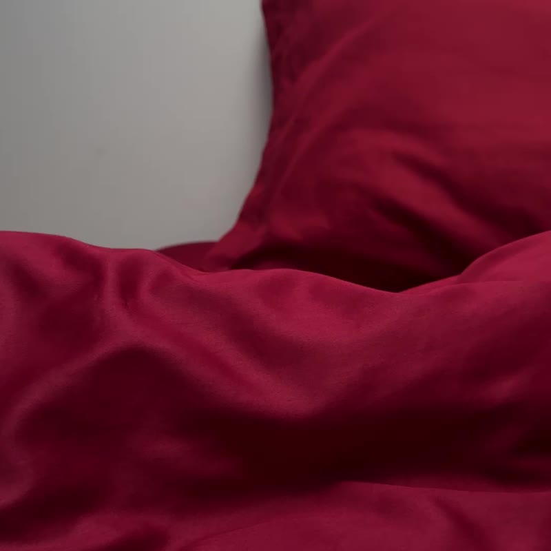 Red Wine Duvet Cover, Natural 100% Cotton Sateen - เครื่องนอน - ผ้าฝ้าย/ผ้าลินิน สีแดง