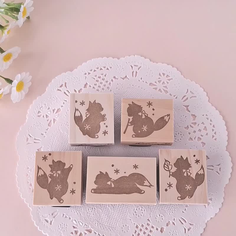 今日はお休み　キツネのスタンプ　はんこ - 印章/印台 - 橡膠 透明