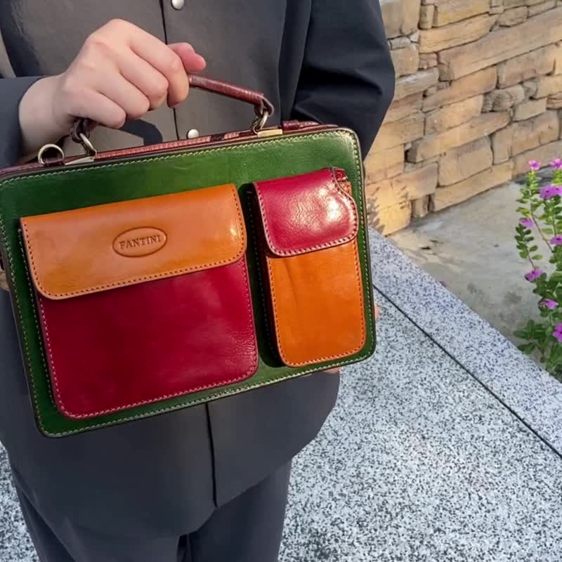 Charlie vintage shoulder business bag briefcase - Briefcases & Doctor Bags - Genuine Leather Multicolor