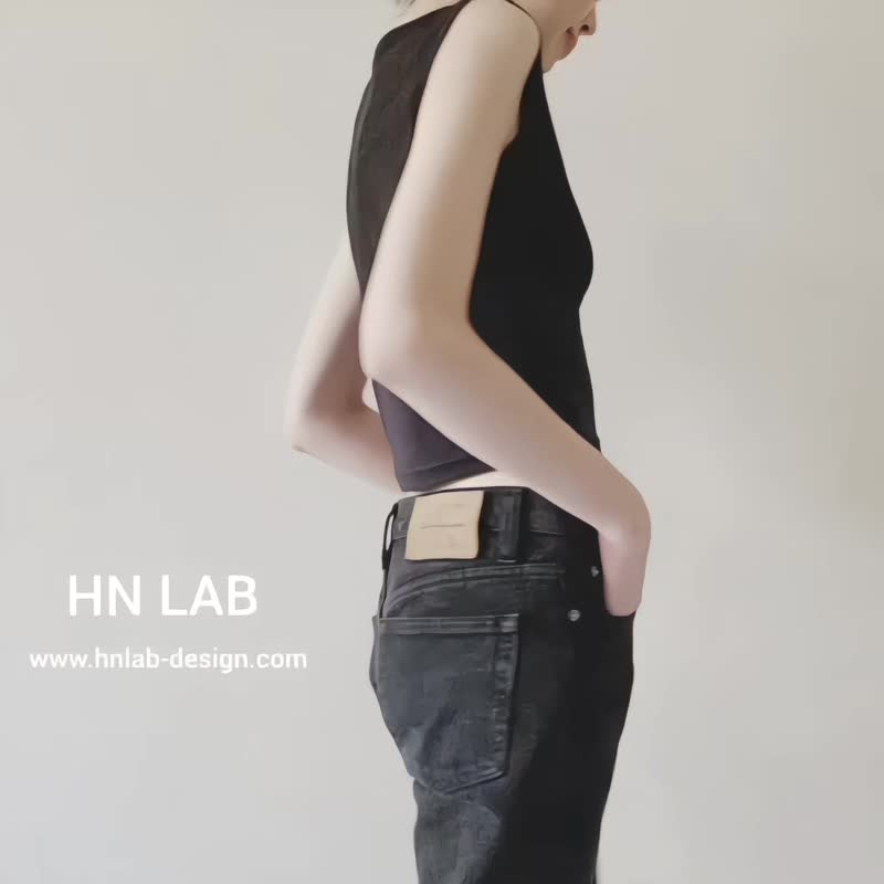 SHEER BACK VEST TOP シアーバックメッシュ切り替えストレッチトップス - ベスト - その他の素材 ブラック