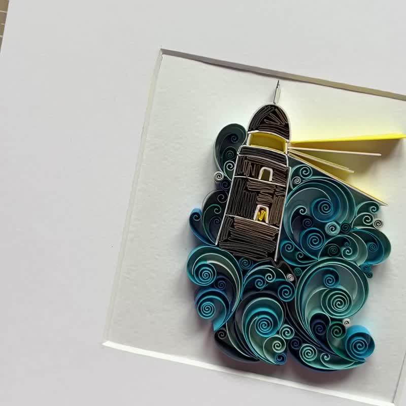 Lighthouse in the sea | Paper painting | Quilling Art - Posters - Paper Blue