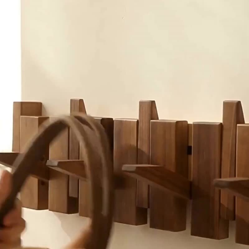 7 Hooks Wooden Piano Coat Rack Wall Mounted