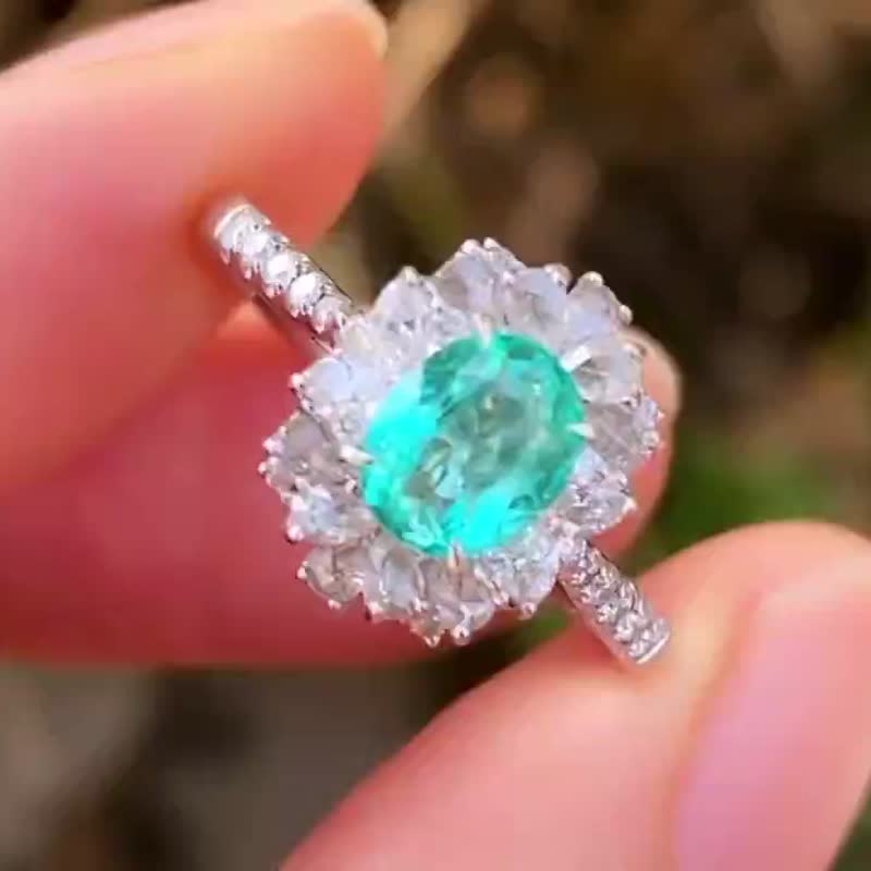 Paraiba ring 0.92 carat - แหวนทั่วไป - เครื่องเพชรพลอย 