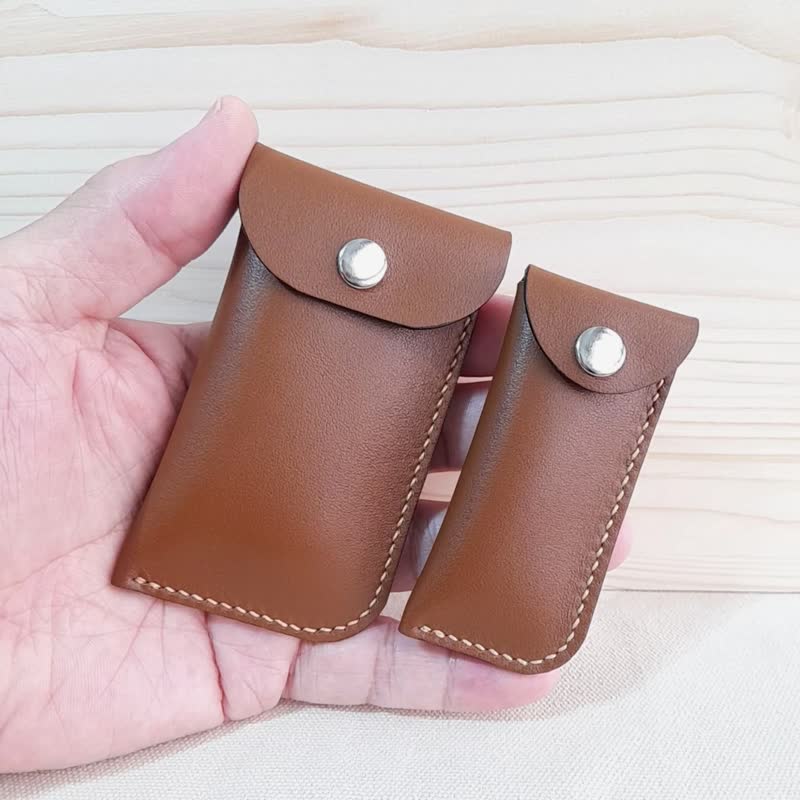 真皮收納包 / 印章袋 / 手工訂製質感 / 焦糖棕色 - 化妝袋/收納袋 - 真皮 