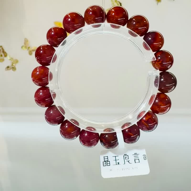 小精品火焰南紅11-11.5mm37.18g護身保平安避邪氣血循環提升睡眠 - 手鍊/手環 - 水晶 紅色
