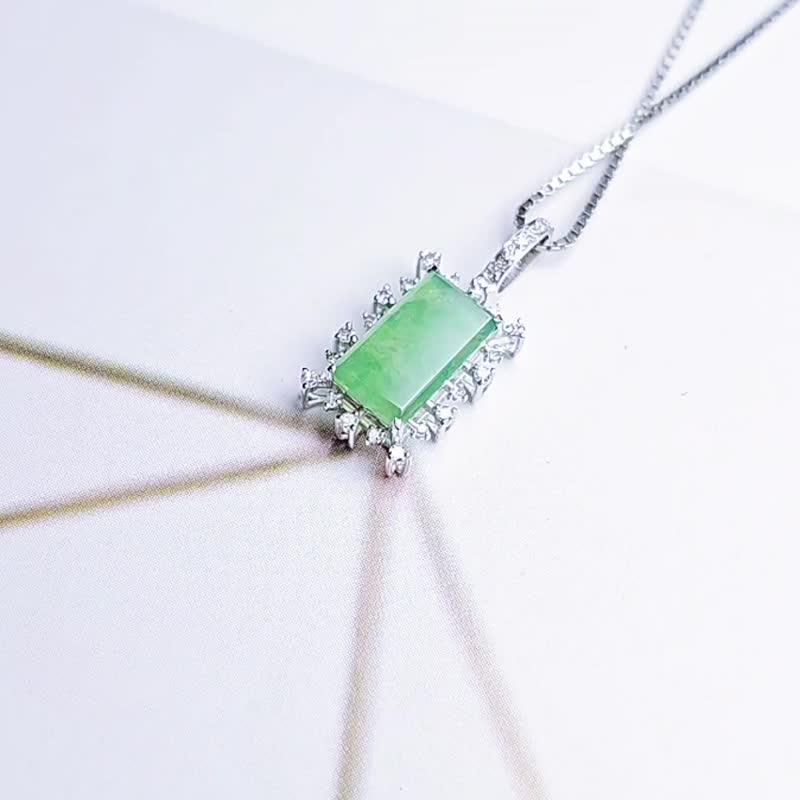 Lucky for you | 18k real gold and diamonds for nothing | Burmese A-grade jade wood and green floating flower pendant - Necklaces - Jade 