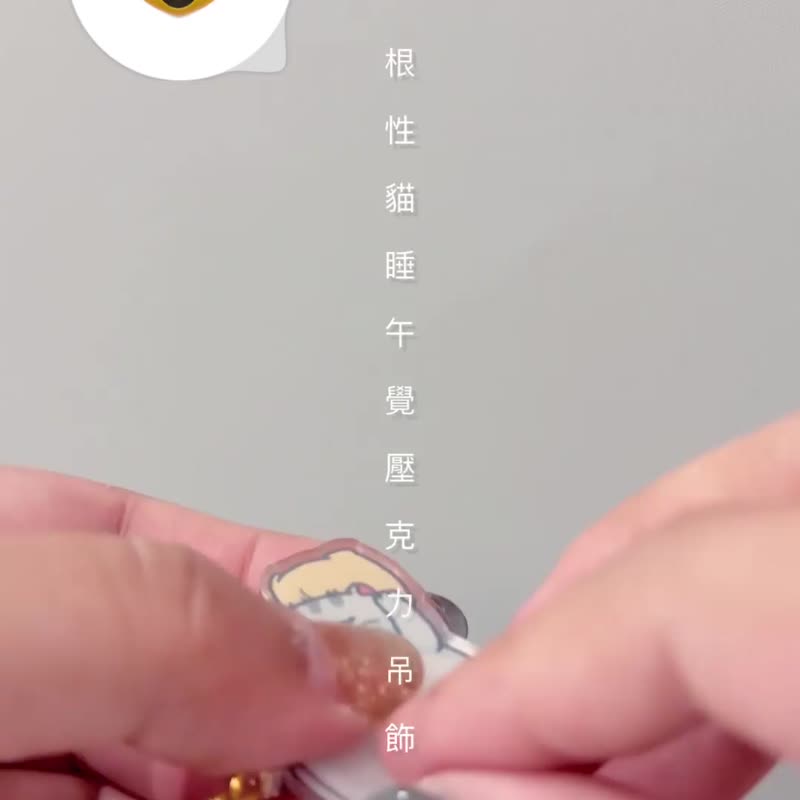 Genxingmao takes a nap double-sided Acrylic pendant - พวงกุญแจ - อะคริลิค สีเทา