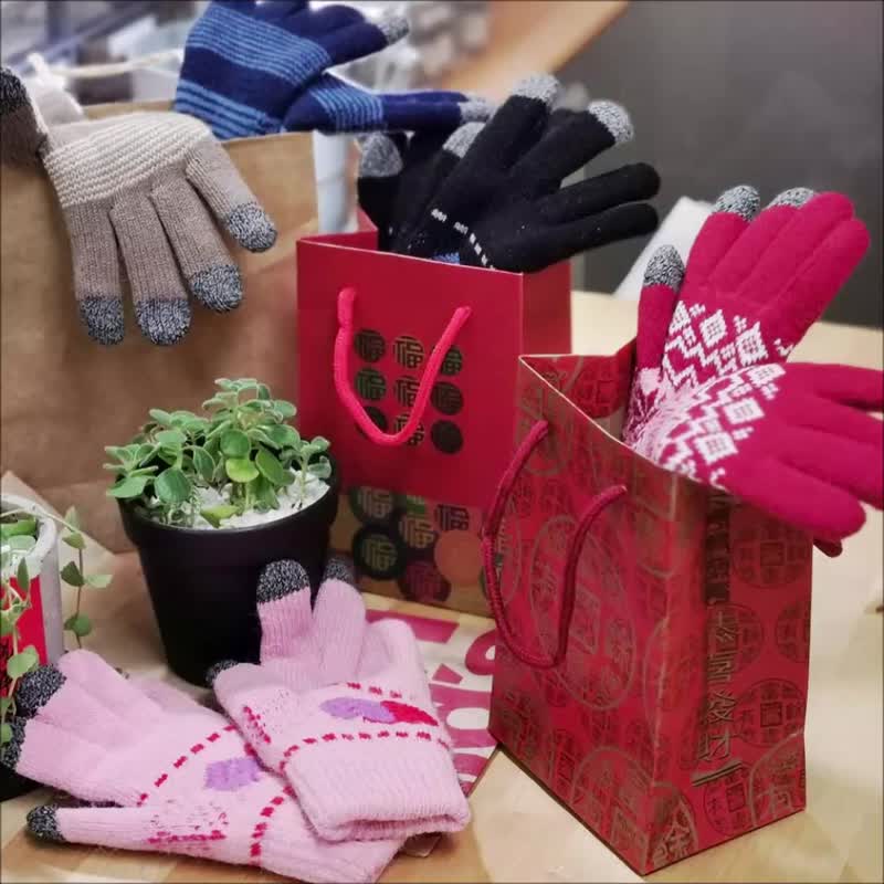客製化禮物 雙層保暖觸控手套 超值2雙4入 男用女用 - 手套/手襪 - 聚酯纖維 多色