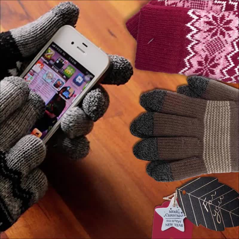 Custom Gift Double Layered Winter Touch-Screen-Friendly Gloves - ถุงมือ - เส้นใยสังเคราะห์ หลากหลายสี