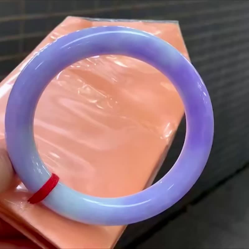 冰種 天然翡翠 緬甸 A玉 玉鐲 • 冰種濃紫翡翠圓鐲 - 手鍊/手環 - 玉石 紫色