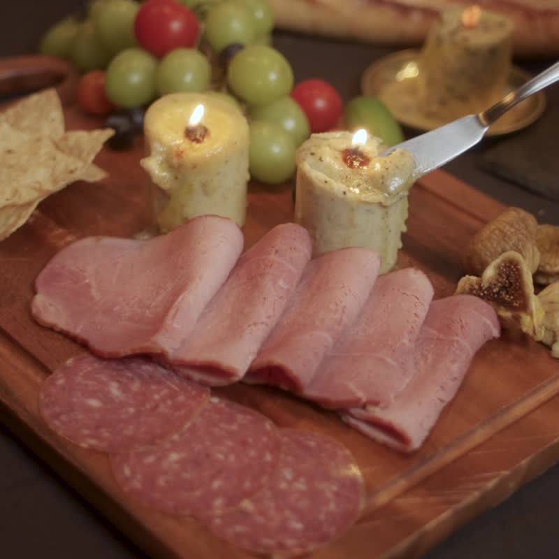 New Year's Eve Light Flavored Candle - Cream, cheese and truffle spread goes perfectly with prosciutto - Dried Meat & Pork Floss - Fresh Ingredients 