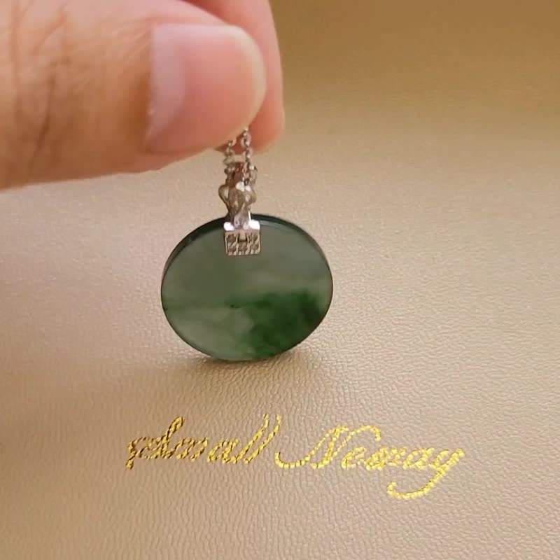 [Qin Cui] Natural Guatemala Jade High Ice Glass Water Field Artistic Concept Pure Feeling Nothing Brand Sterling Silver Clavicle Chain - สร้อยคอ - หยก หลากหลายสี