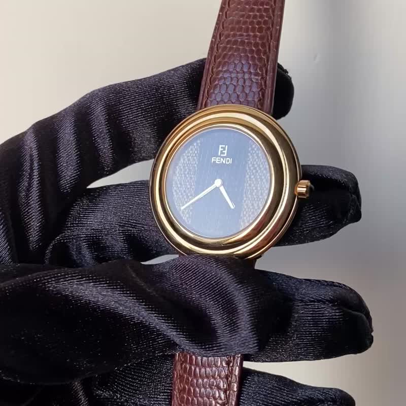 Fendi中古錶/復古時鐘/時鐘/老錶/vintage watch/女錶 - 女錶 - 其他金屬 咖啡色