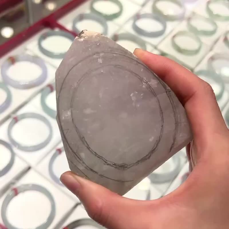冰種 天然翡翠 緬甸 A玉 玉鐲 • 冰玻種木那紫紅/春帶彩原石翡翠 - 手鍊/手環 - 石頭 紫色