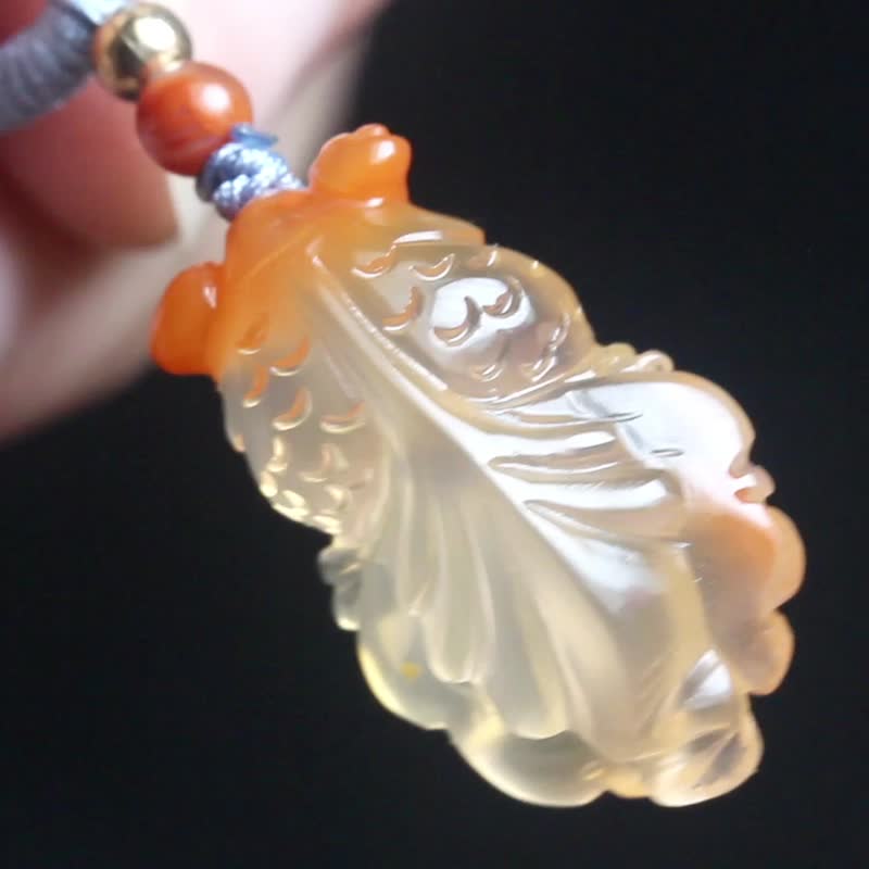 [Little Goldfish] Natural South Red Agate Small Pendant/Lively and Cute Jade Pendant/Meaning of Abundance of Wealth and Jade - สร้อยคอ - หยก สีแดง