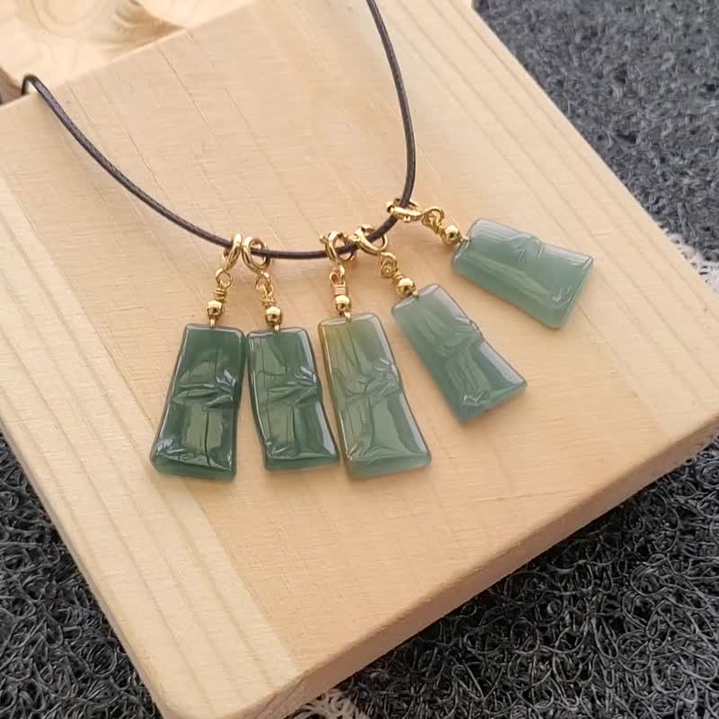 親翠 天然翡翠 瓜地馬拉冰意境棉小竹節鎖骨鏈 - 項鍊 - 玉石 多色