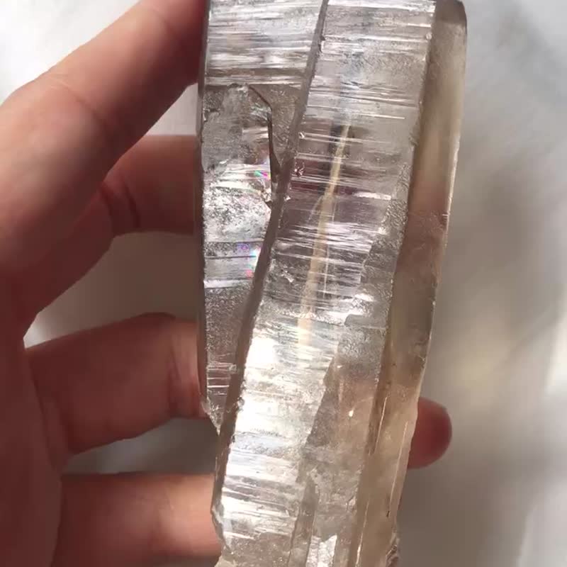 巴西 雙生 冰透 茶晶 煙晶 車輪紋 彩虹 擺件 水晶簇 - 擺飾/家飾品 - 水晶 卡其色