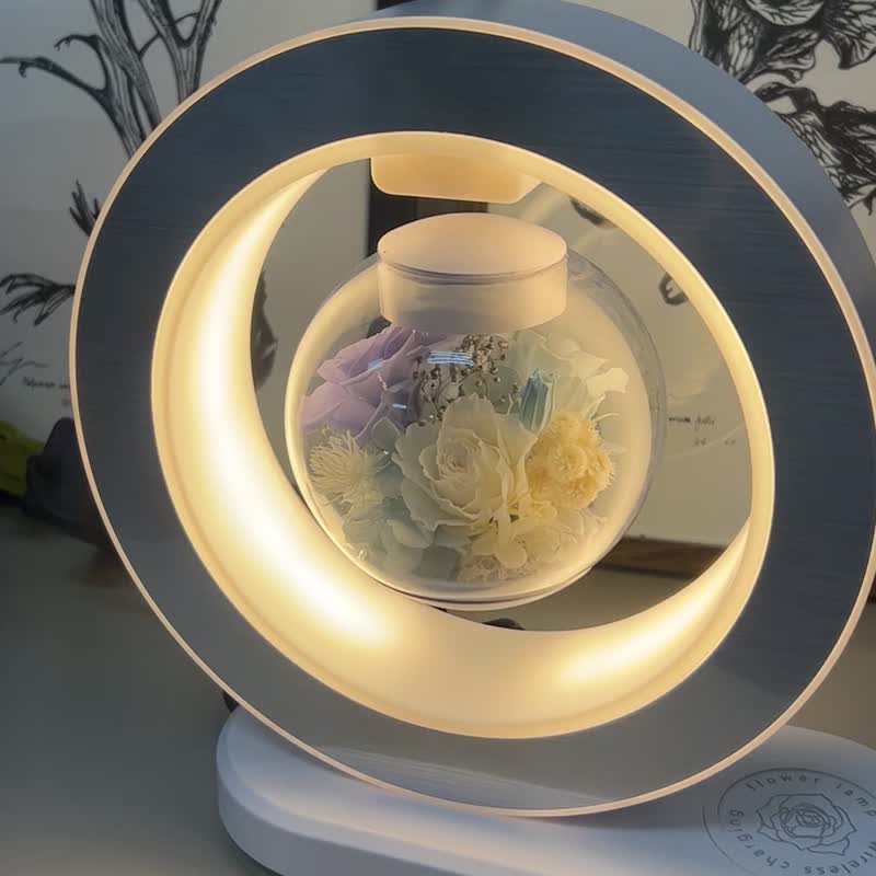 [About Floral Art│Suspended Preserved Flower Table Lamp] Bluetooth Speaker Preserved Flower Customized Flower Gift - Dried Flowers & Bouquets - Plants & Flowers White