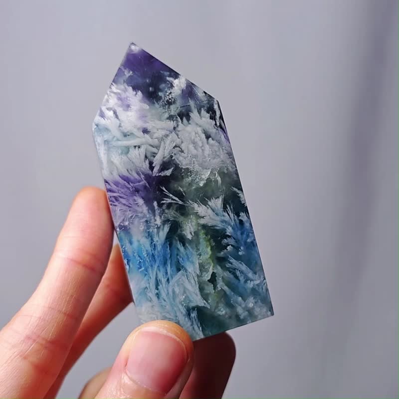 Top-quality dragon-patterned feather Stone collection-grade rare dragon traveling the world to attract wealth and precious crystal pillar single product - Items for Display - Gemstone Blue