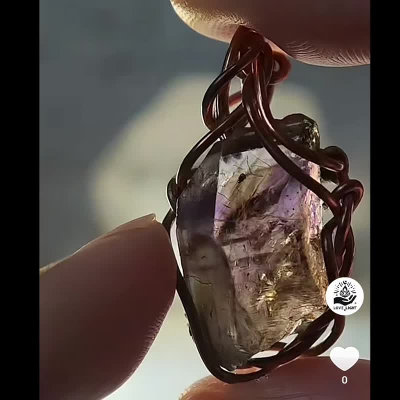 超七水晶原礦 紅銅編織 可調式項鍊繩 - 項鍊 - 銅/黃銅 紫色