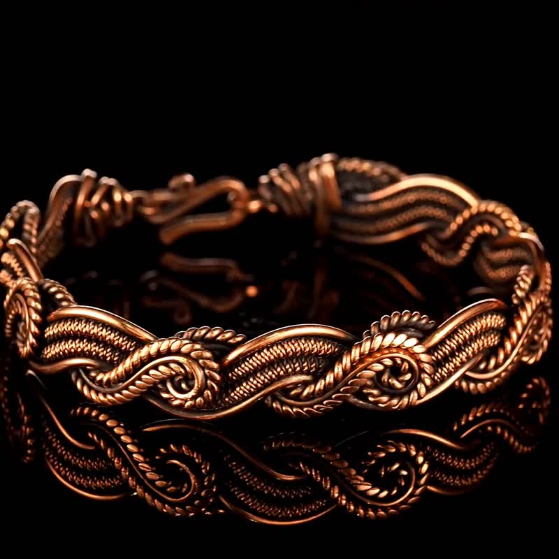女性用銅ブレスレット | アンティークスタイルの手作りワイヤー編み銅ジュエリー - ブレスレット - 銅・真鍮 ゴールド