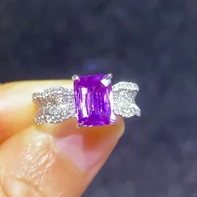 Unheated Purple Sapphire Ring 2.02 Carats - แหวนทั่วไป - เครื่องเพชรพลอย 