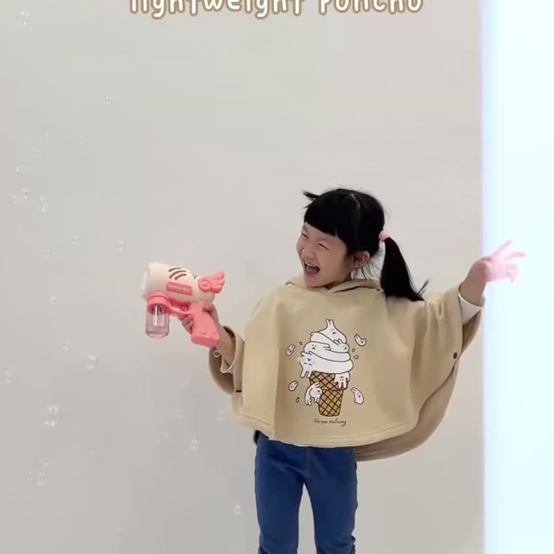Kid-麻糬兔101小孩厚款斗篷帽衣(藏青) - 男/女童外套 - 棉．麻 藍色