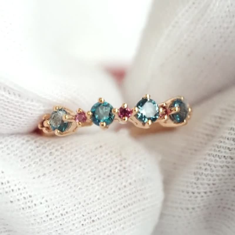Natural London Topaz and Rhodolite  Silver Ring - General Rings - Sterling Silver Blue