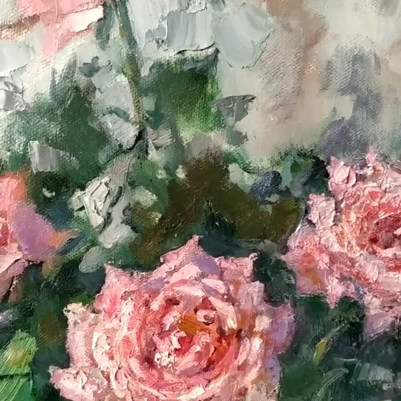 用玫瑰绘画 Roses Painting 用鲜花绘 Floral Original Art Artwork Flowerl Oil Wall Art 油畫原作 - 海報/掛畫/掛布 - 其他材質 多色