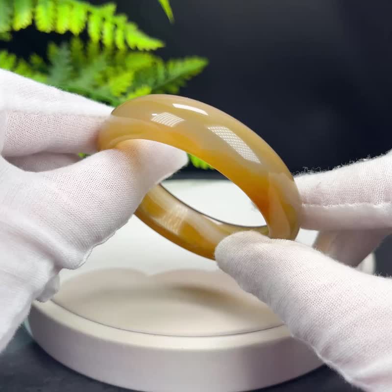 精美 漸變香檳金瑪瑙手鐲 52MM 冰透起剛玉髓手環 平衡穩定身心 - 手鍊/手環 - 半寶石 金色
