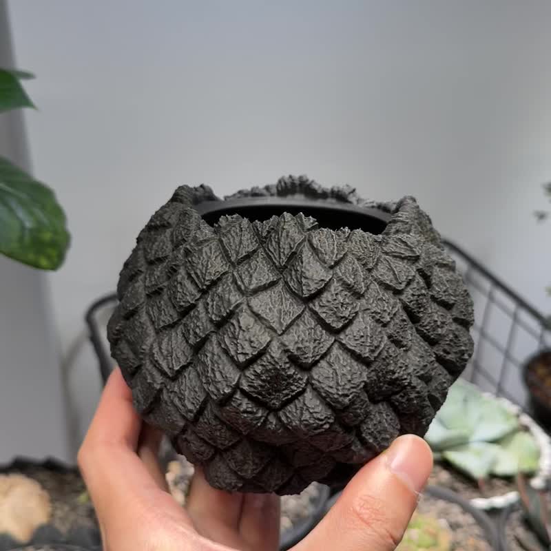 CBP012植木鉢 原創設計/3D列印/多肉塊根植物/盆器盆栽/送禮 - 盆栽/植栽 - 塑膠 黑色