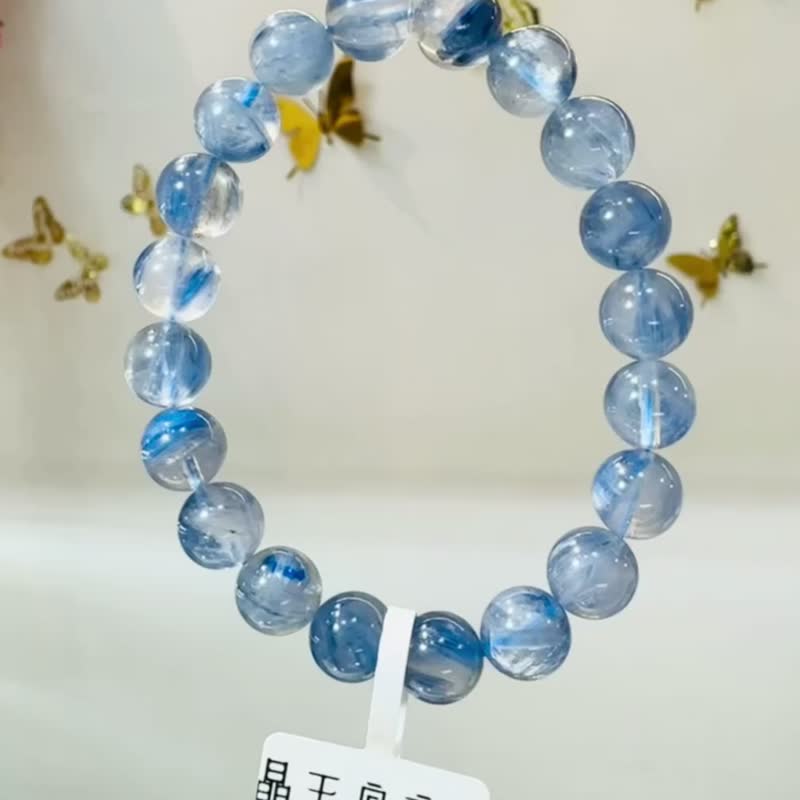 藍色櫻花雨濃色玉化藍晶石9.5mm26.57g轉運水晶提升洞悉力 - 手鍊/手環 - 水晶 藍色