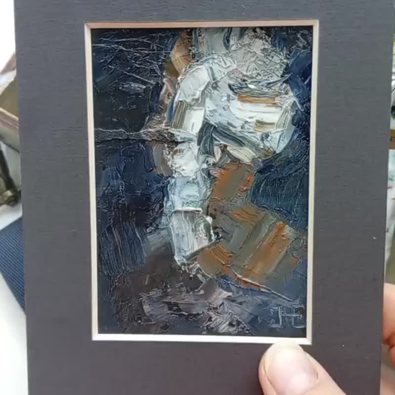 ACEO Original Art Oil abstract portrait. Collectible Miniature 2.5x3.5 inch - 壁貼/牆壁裝飾 - 紙 多色