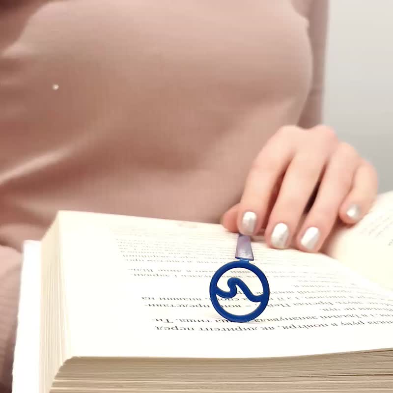 Metal bookmark Wave. - 書籤 - 其他金屬 藍色