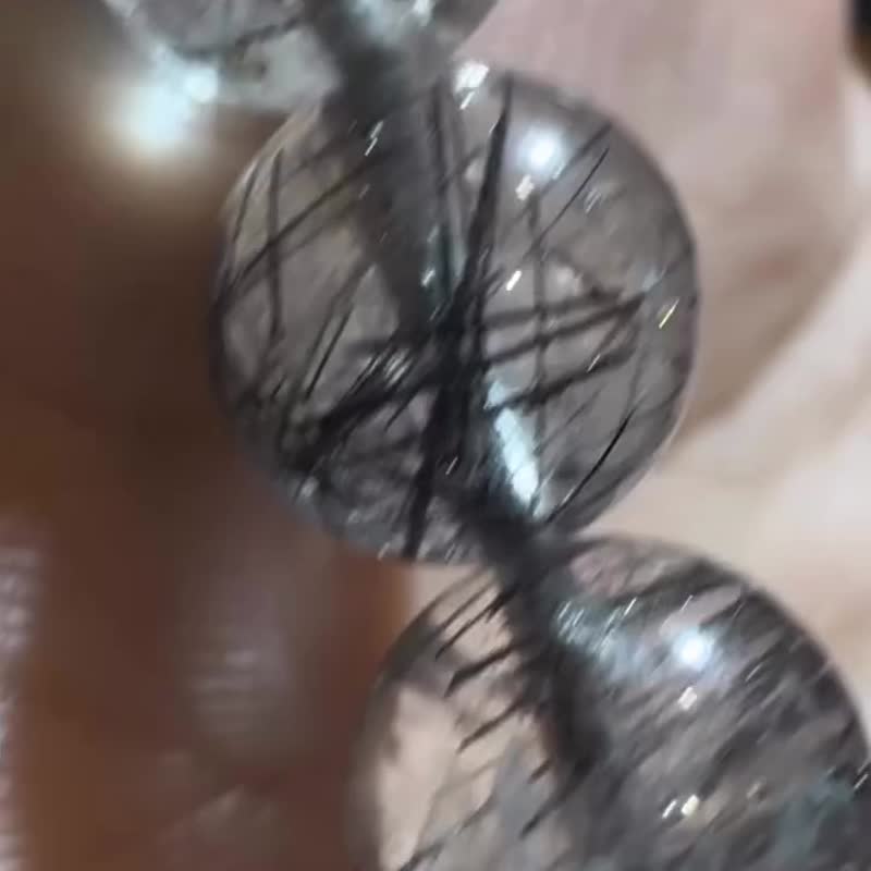 nuwn 透體 黑髮晶 細針 魔鬼 黑髮晶 手串 手鍊 手珠 防小人 - 手鍊/手環 - 水晶 黑色